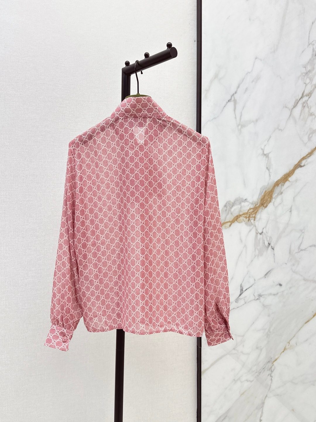 Gucci GG Monogram Pink Silk Shirt