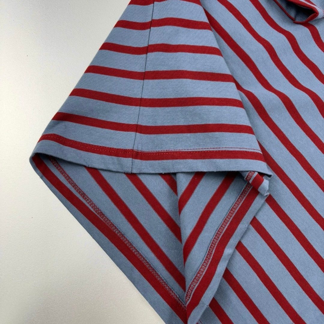 Red and Blue Striped Cotton T-Shirt