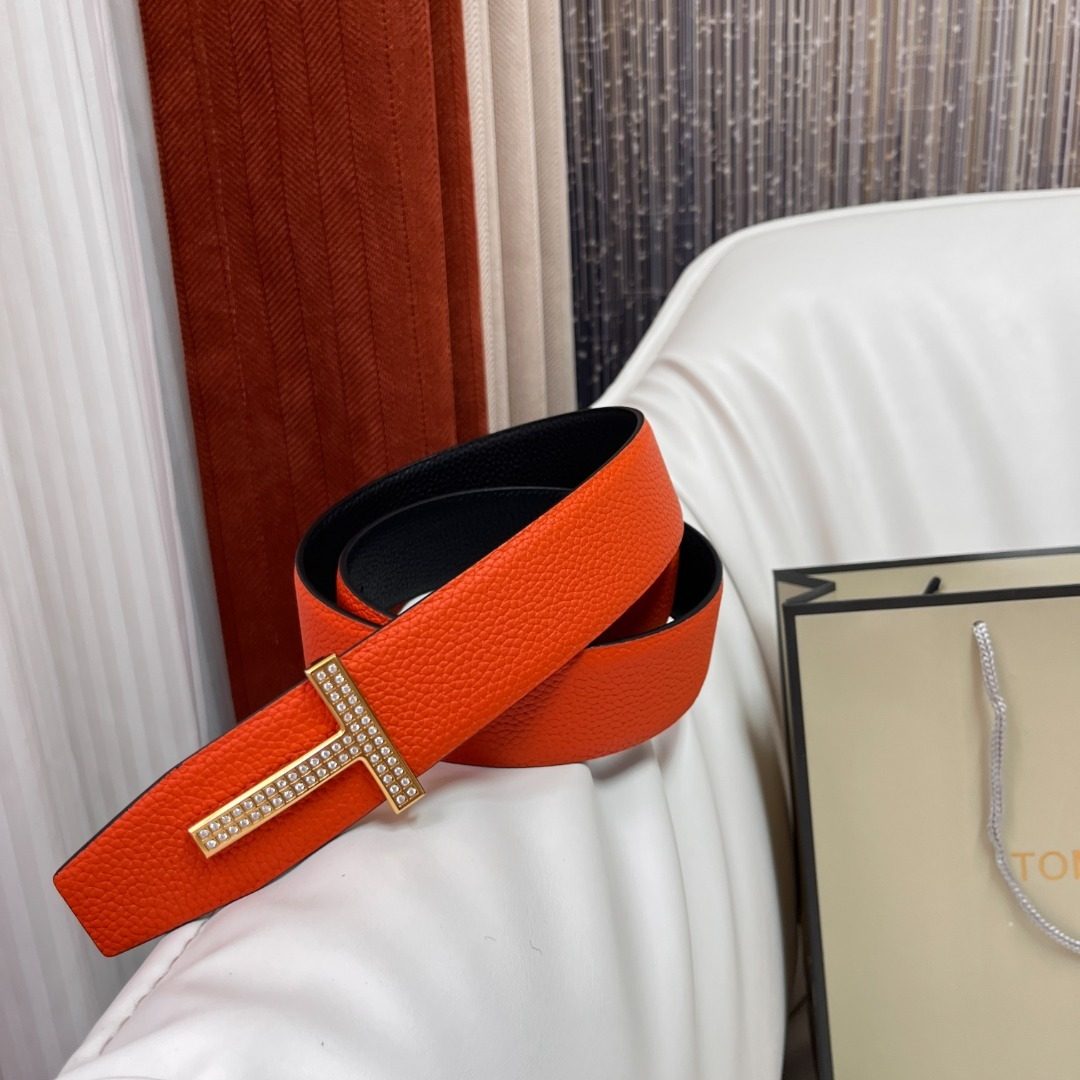 Tom Ford Reversible Leather Belt Orange