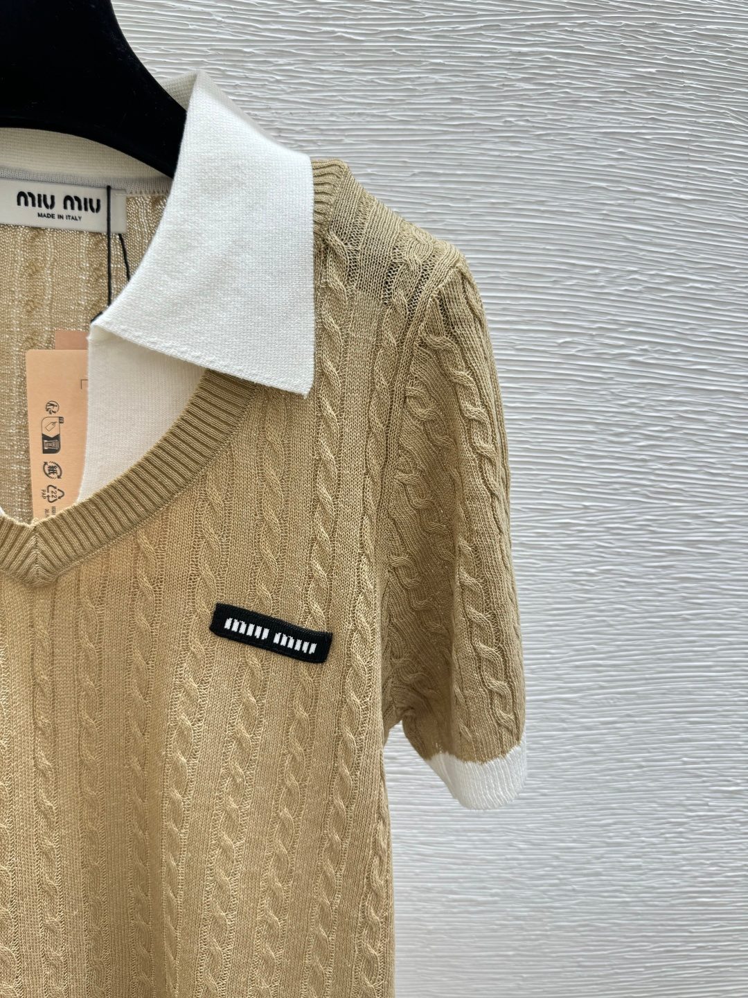Miu Miu Cable Knit Wool Polo Sweater