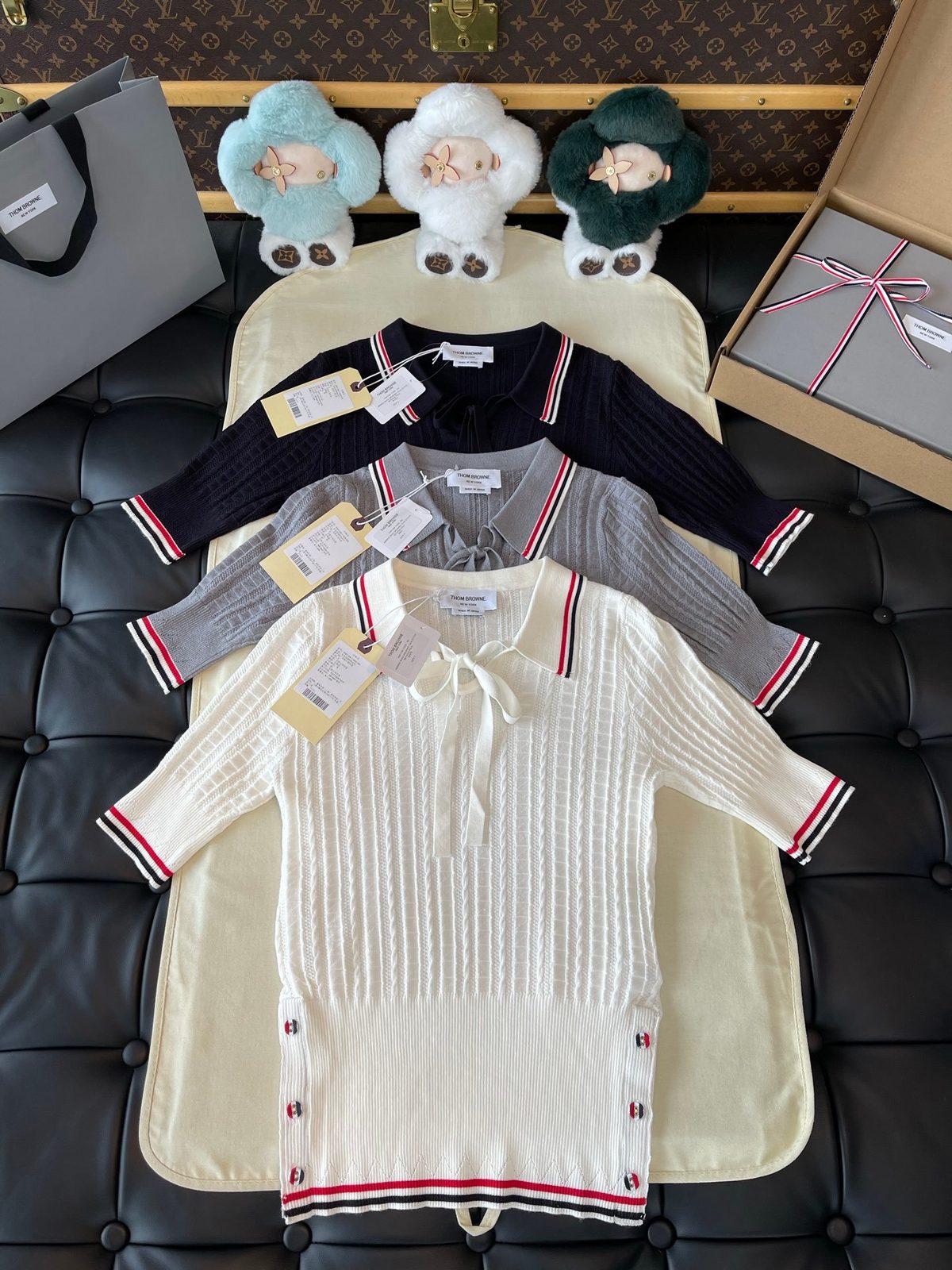 Thom Browne Striped Ribbed Knit Sweater