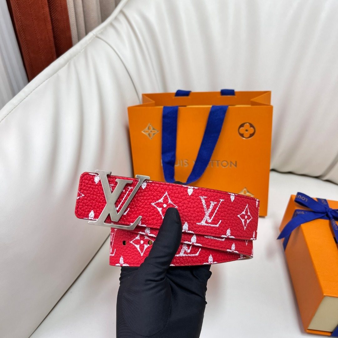 Louis Vuitton Monogram Red Leather Belt