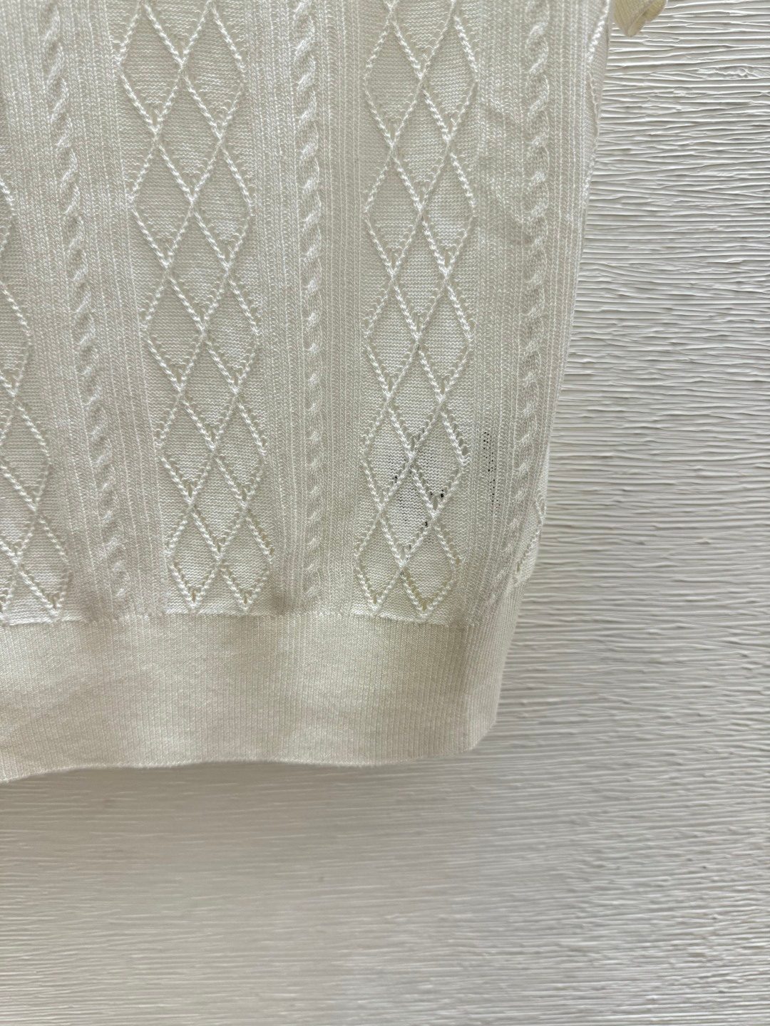 Miu Miu Cable Knit Collar Short Sleeve Sweater