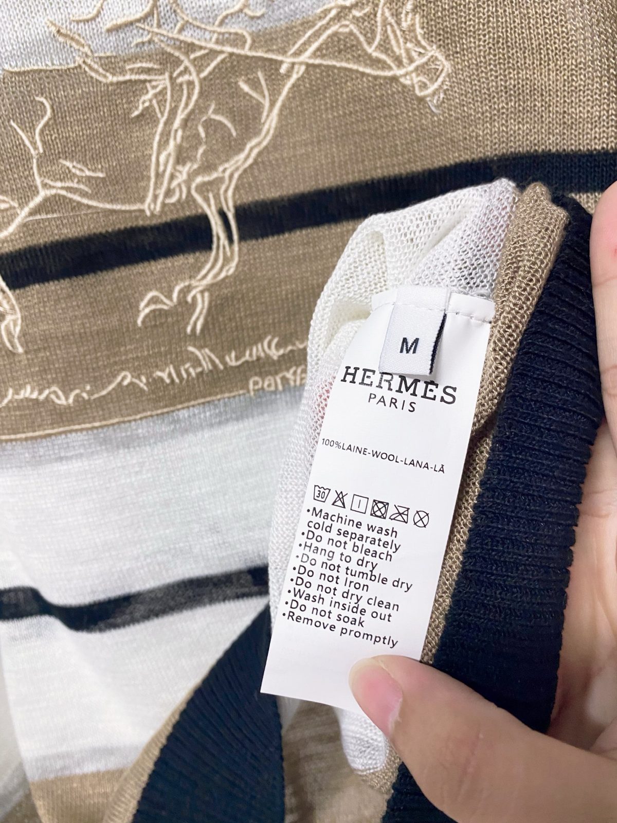 Hermès Striped Linen-Wool Crewneck T-Shirt