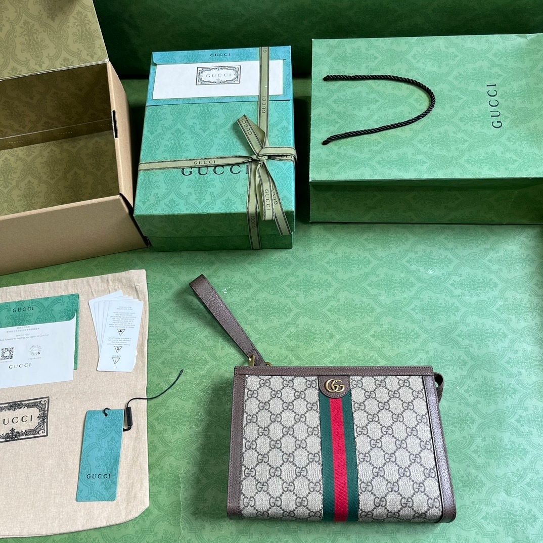 Gucci GG Monogram Canvas Wristlet Pouch