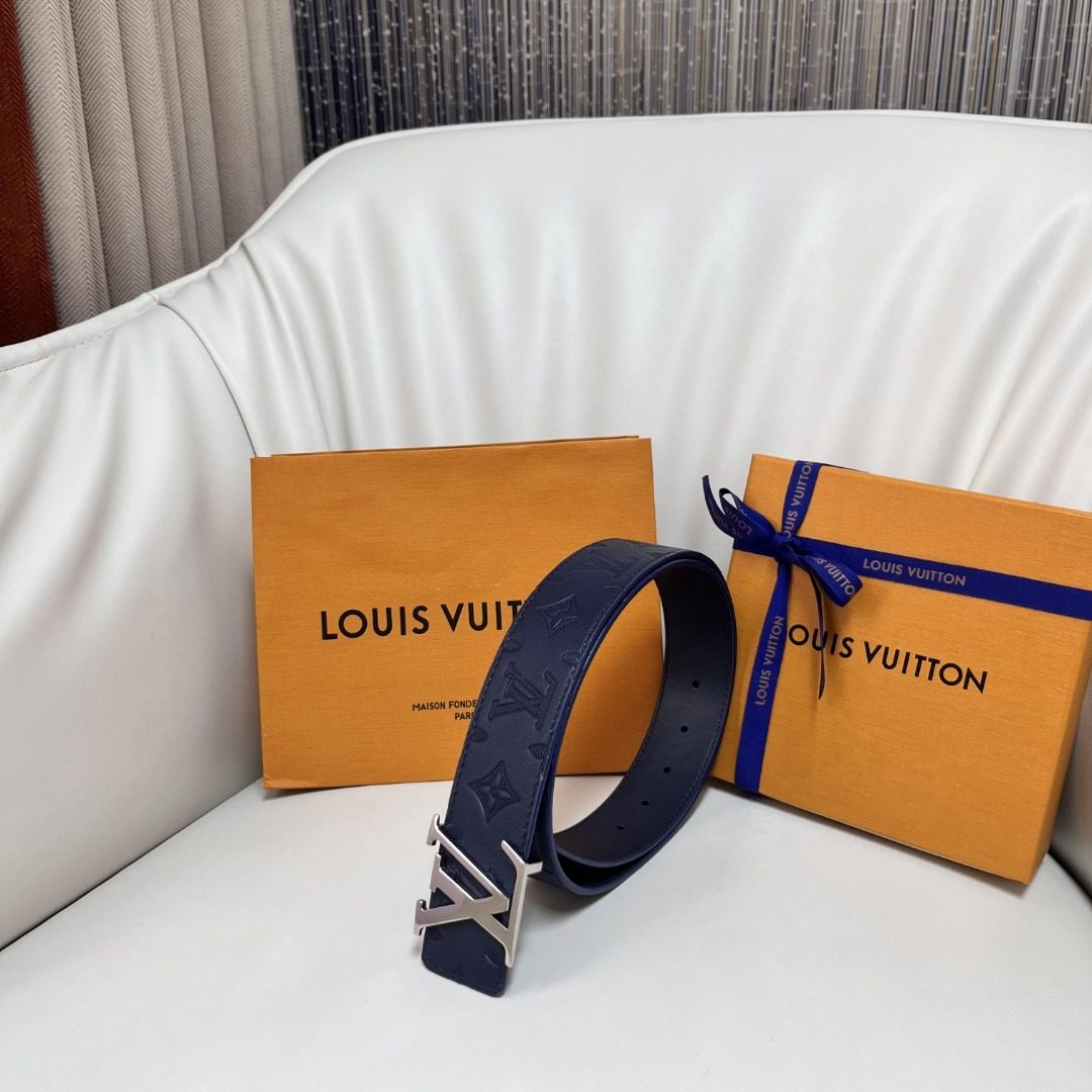 Louis Vuitton Monogram Leather Belt Navy