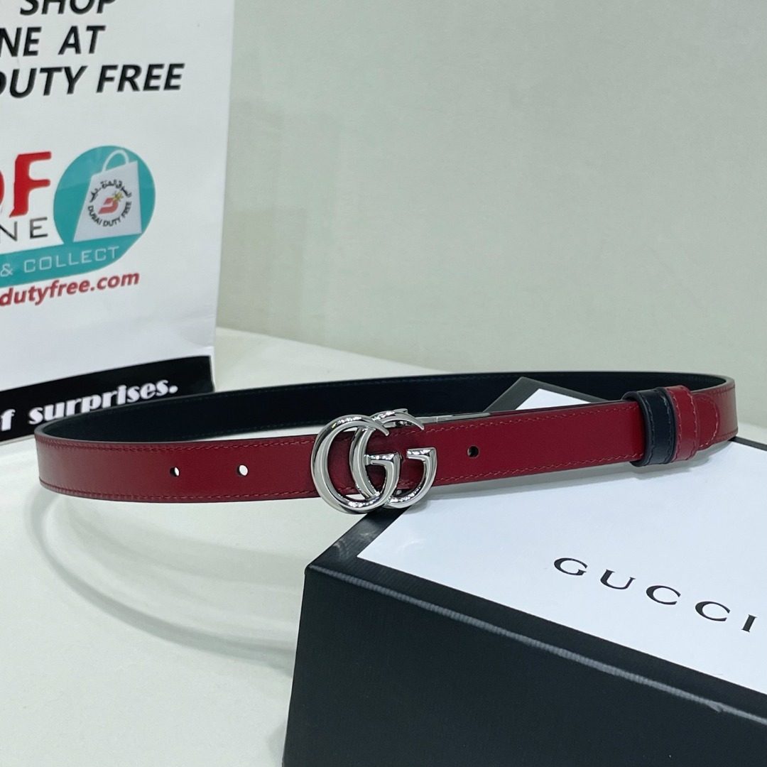 Gucci GG Marmont Leather Belt Red