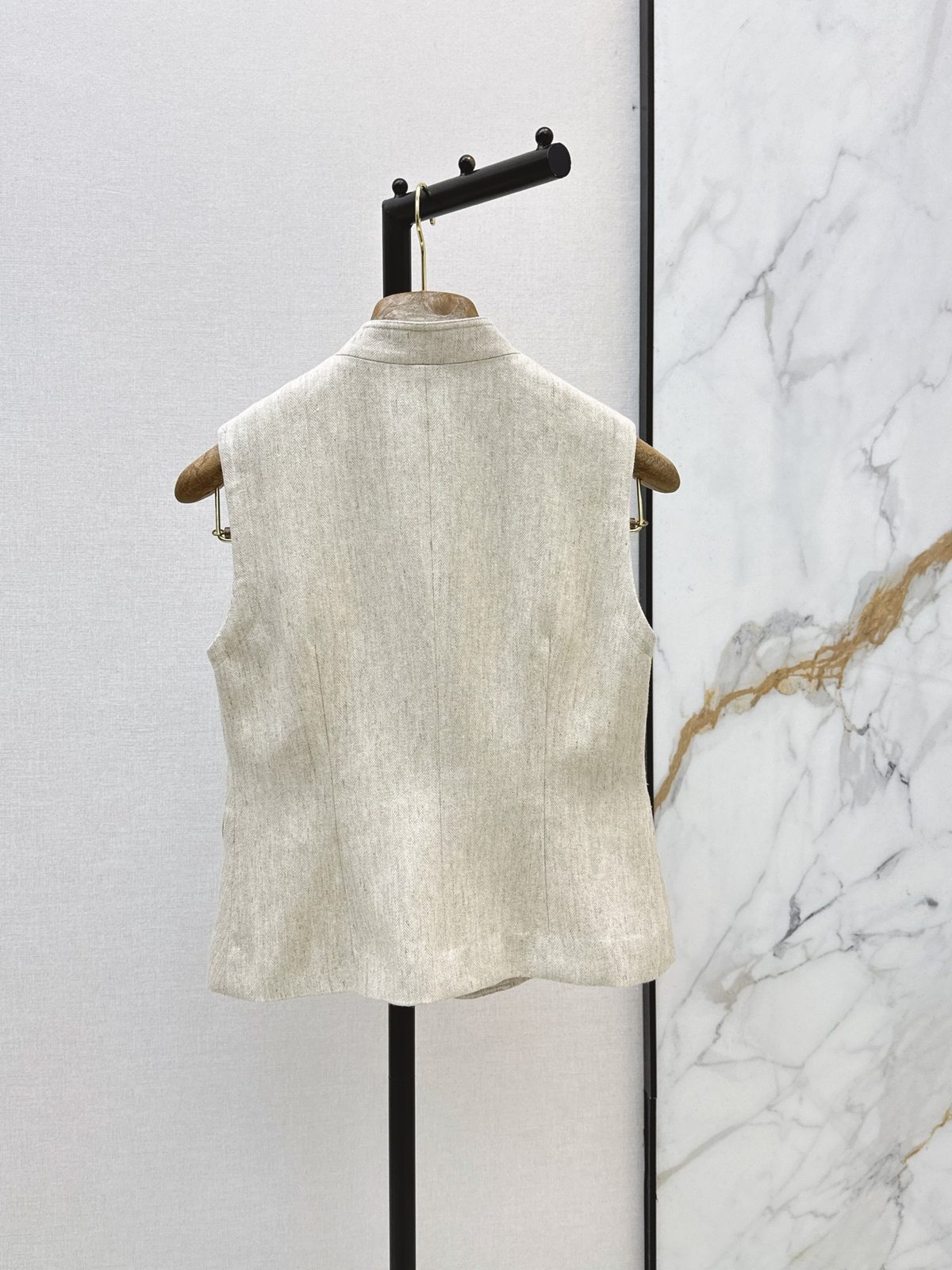 Linen Blend Sleeveless Utility Vest