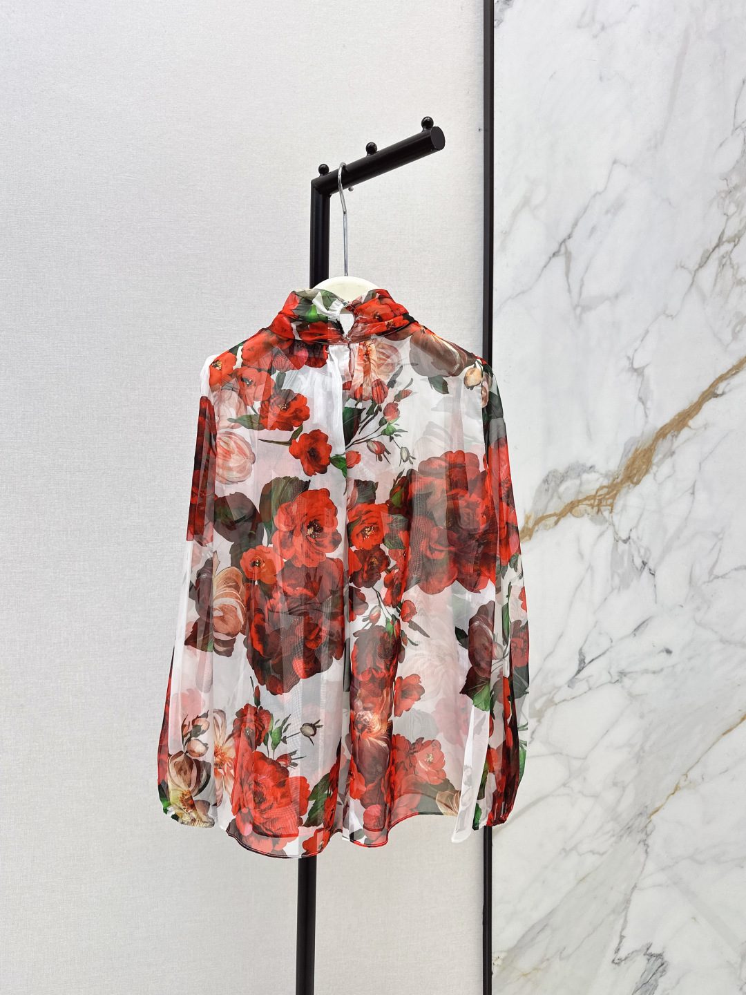 Floral Print Silk Button-Up Shirt