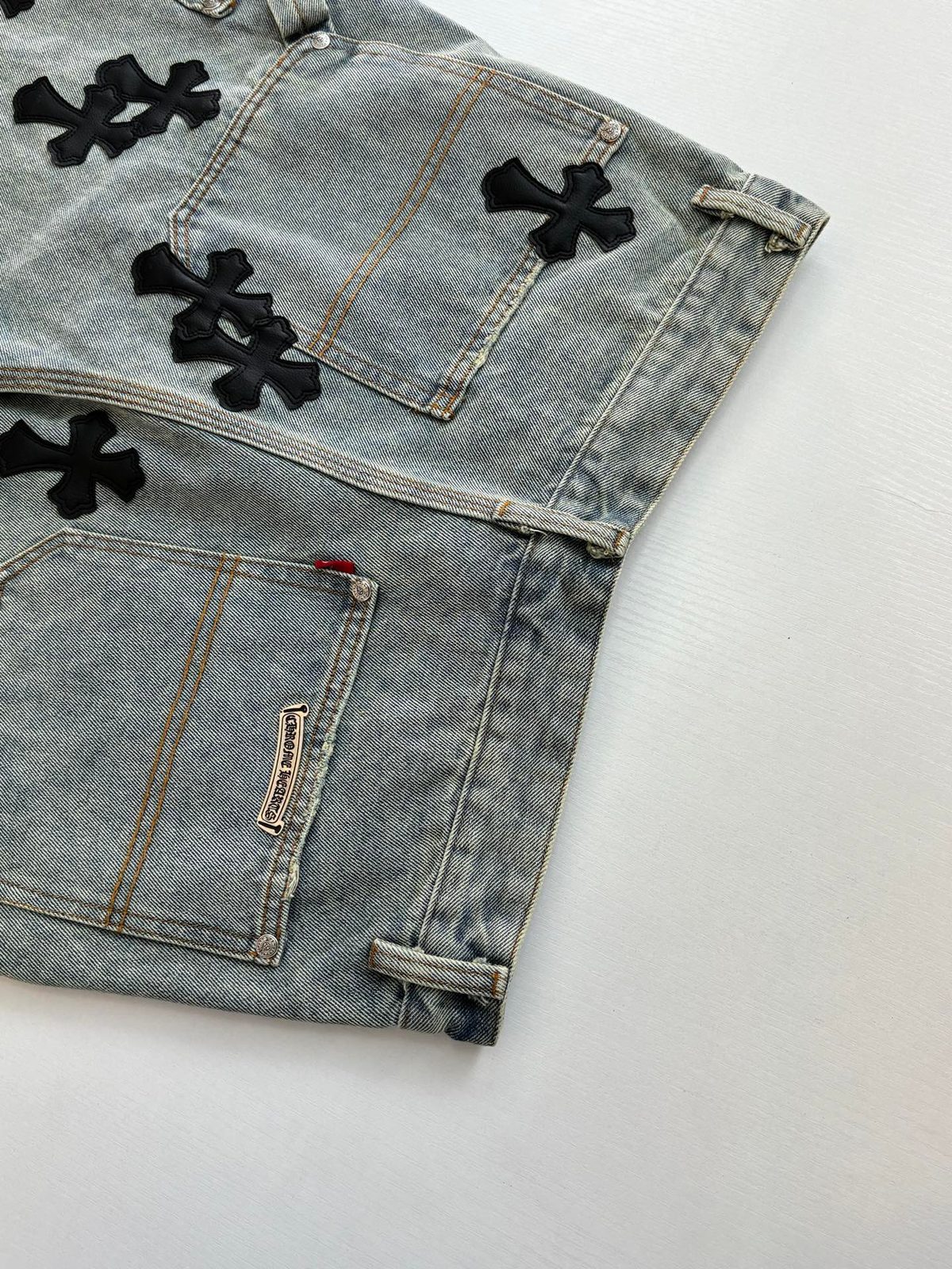 Chrome Hearts Cross Patch Denim Shorts