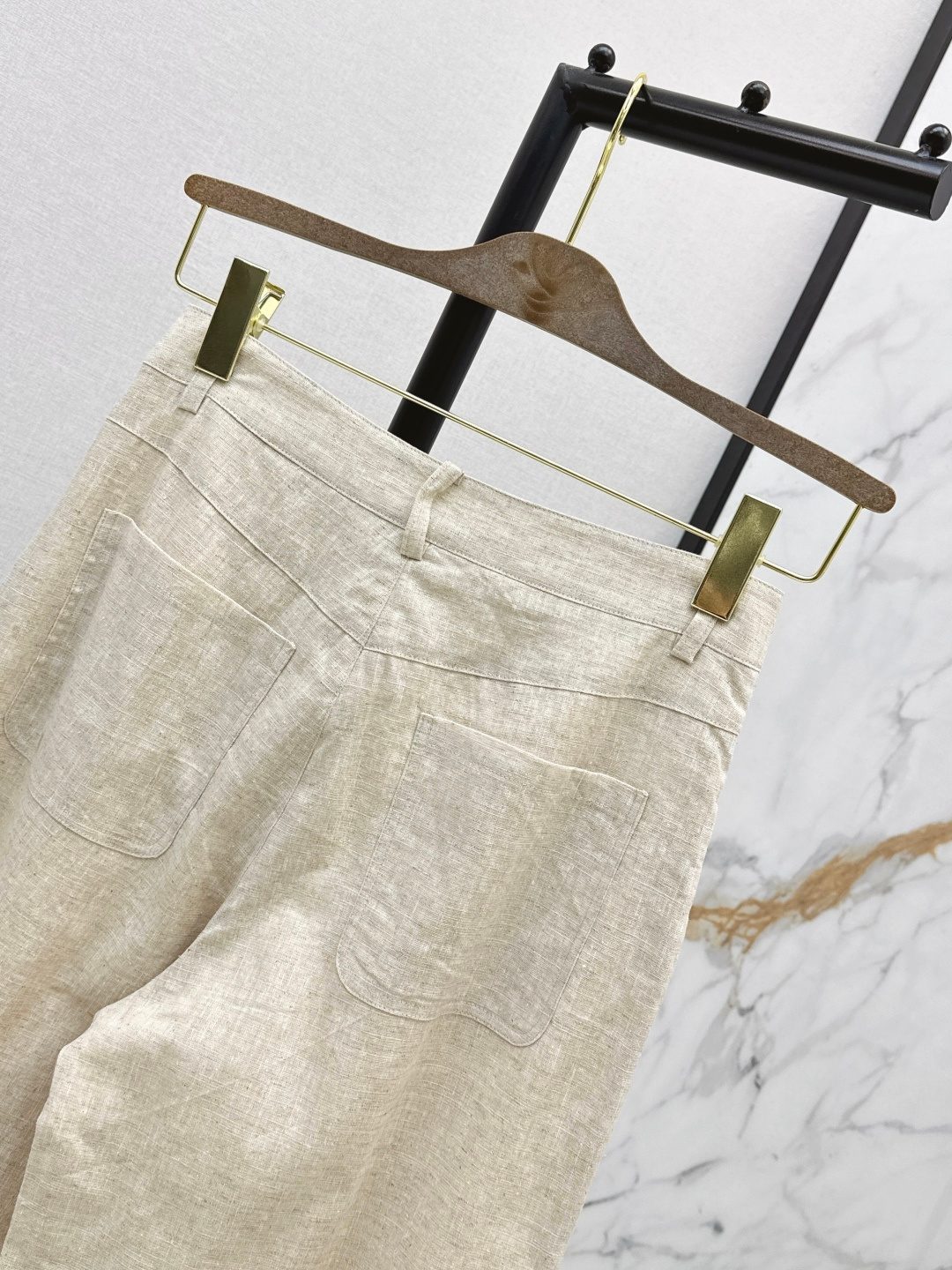 Linen Wide-Leg Trousers with Patch Pockets