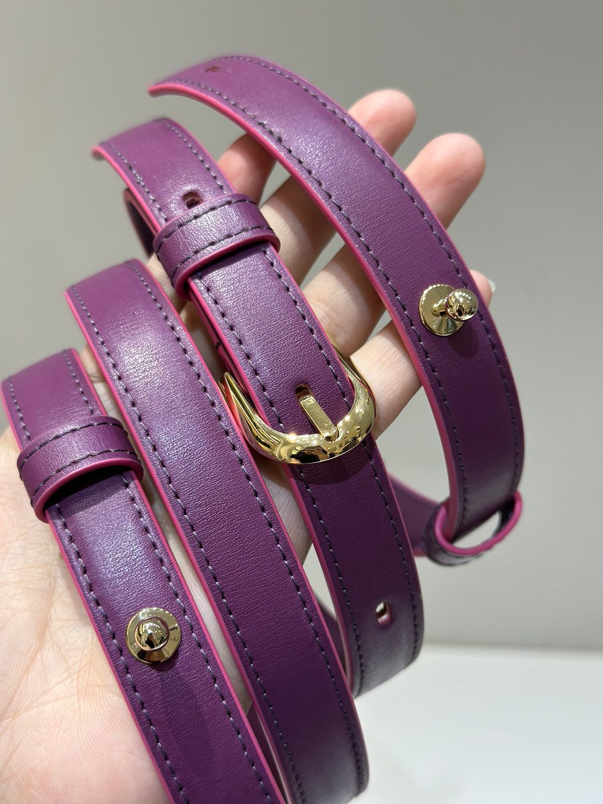 Purple Leather Top Handle Structured Handbag