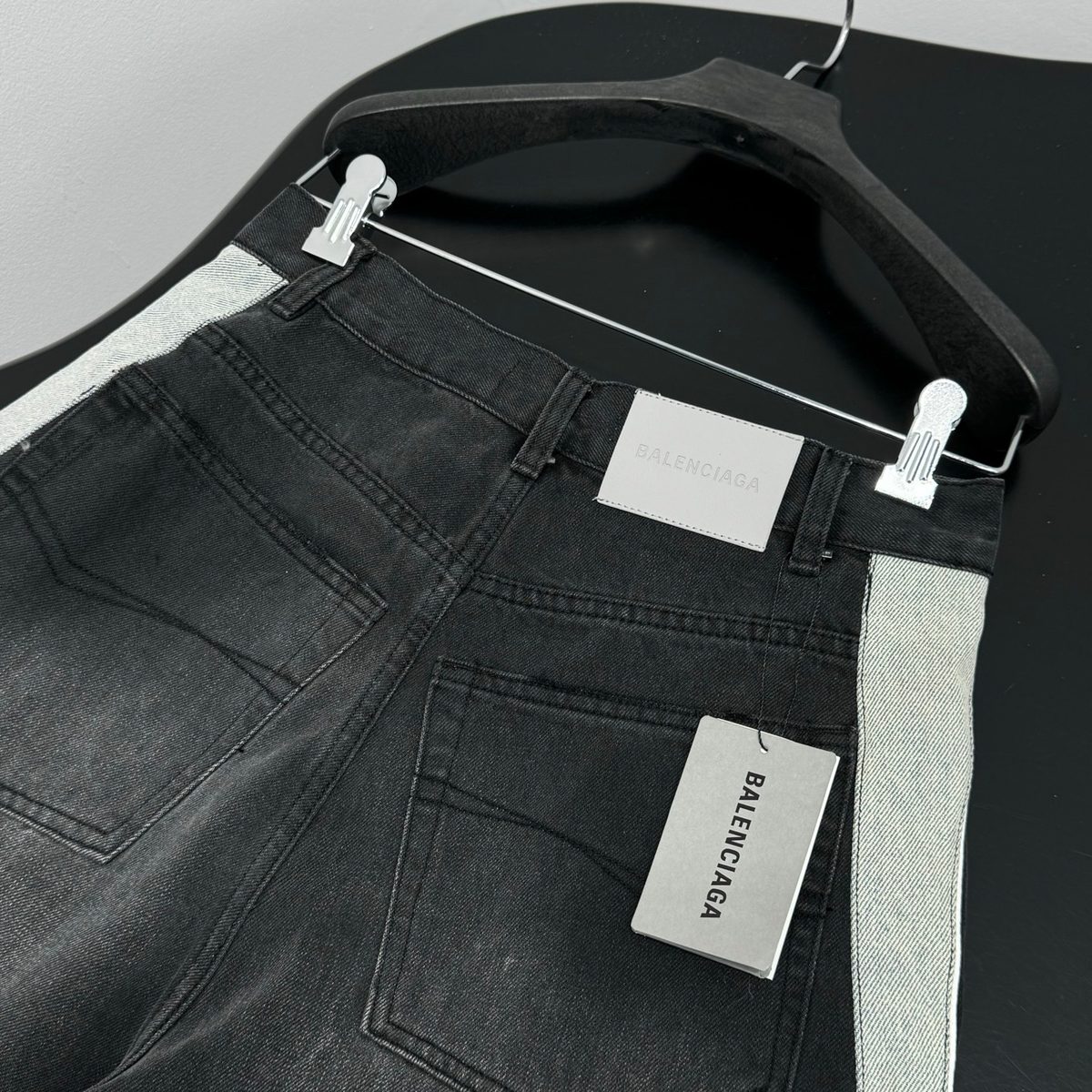 Balenciaga Side Stripe Denim Shorts