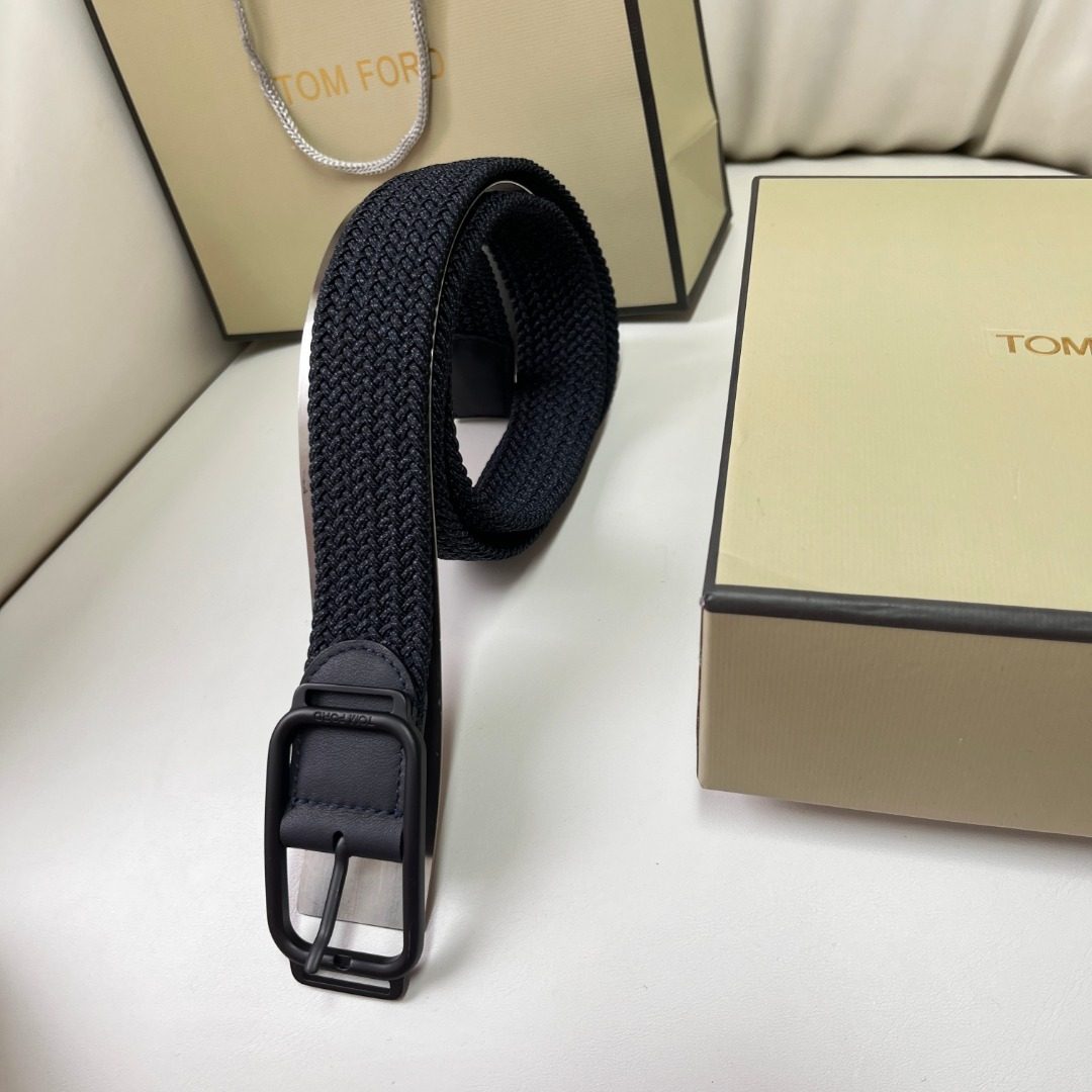 Tom Ford Black Woven Canvas Belt