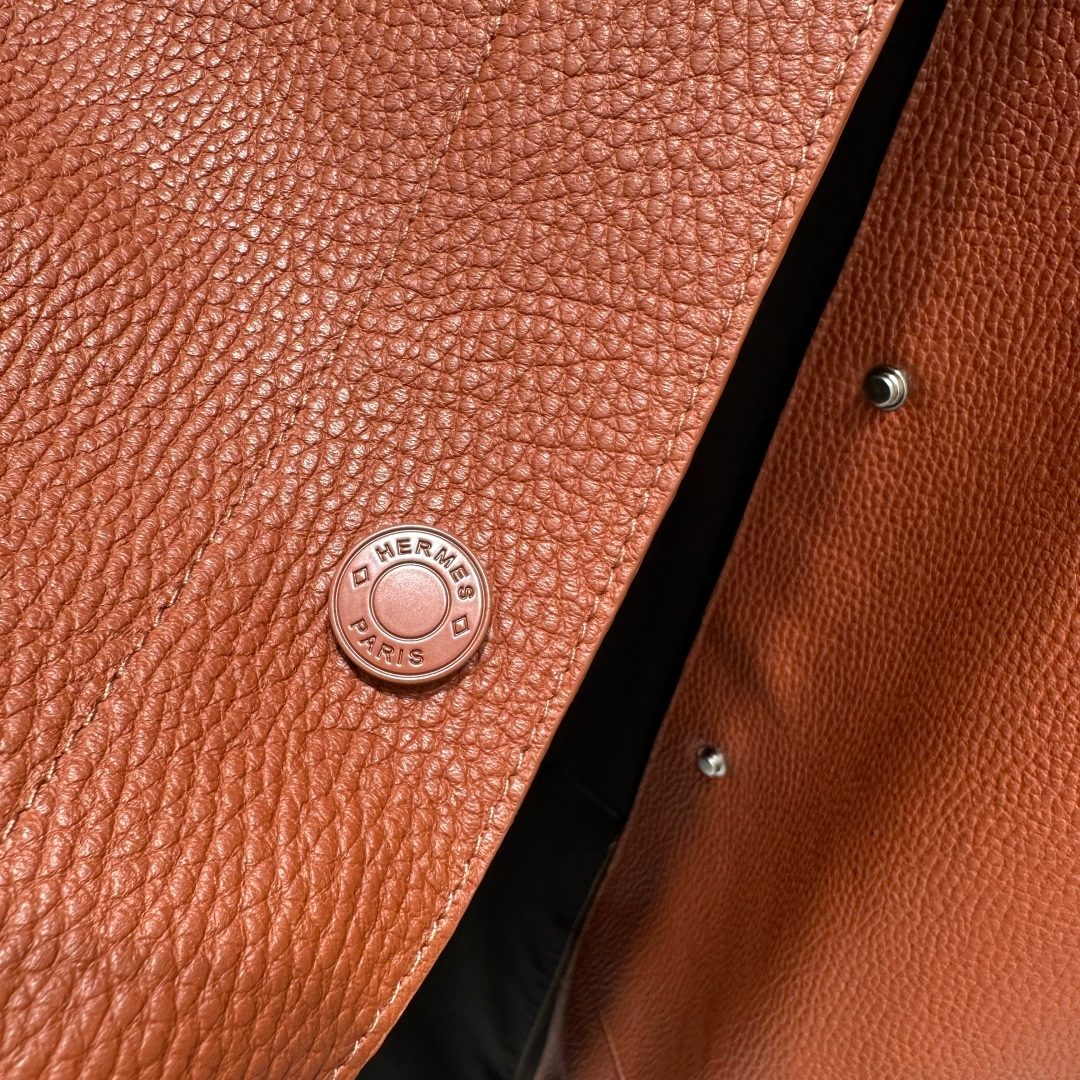 Hermès Clemence Leather Jacket Cognac