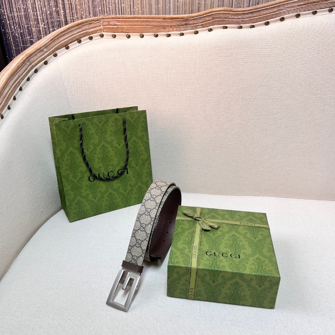 Gucci GG Canvas Leather Belt