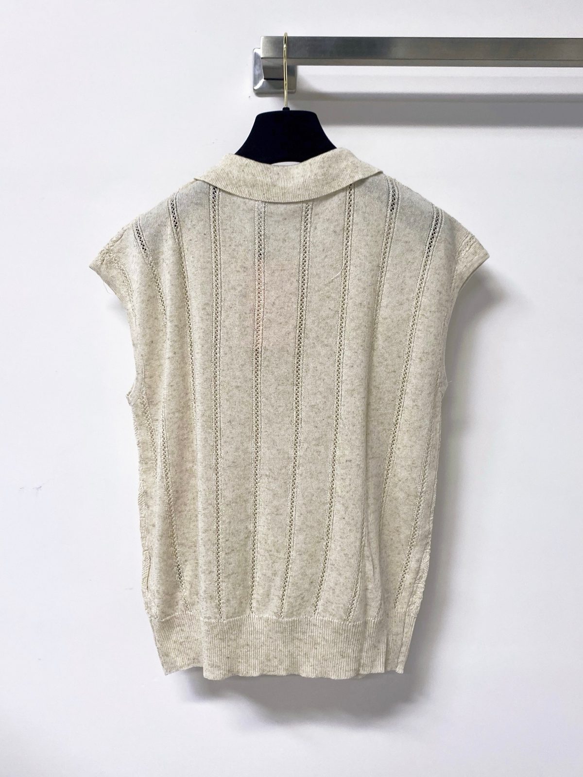 Miu Miu Cable Knit Polo Vest Cream