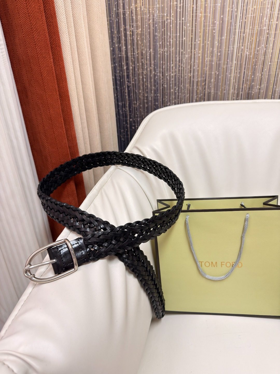 Tom Ford Black Woven Leather Belt