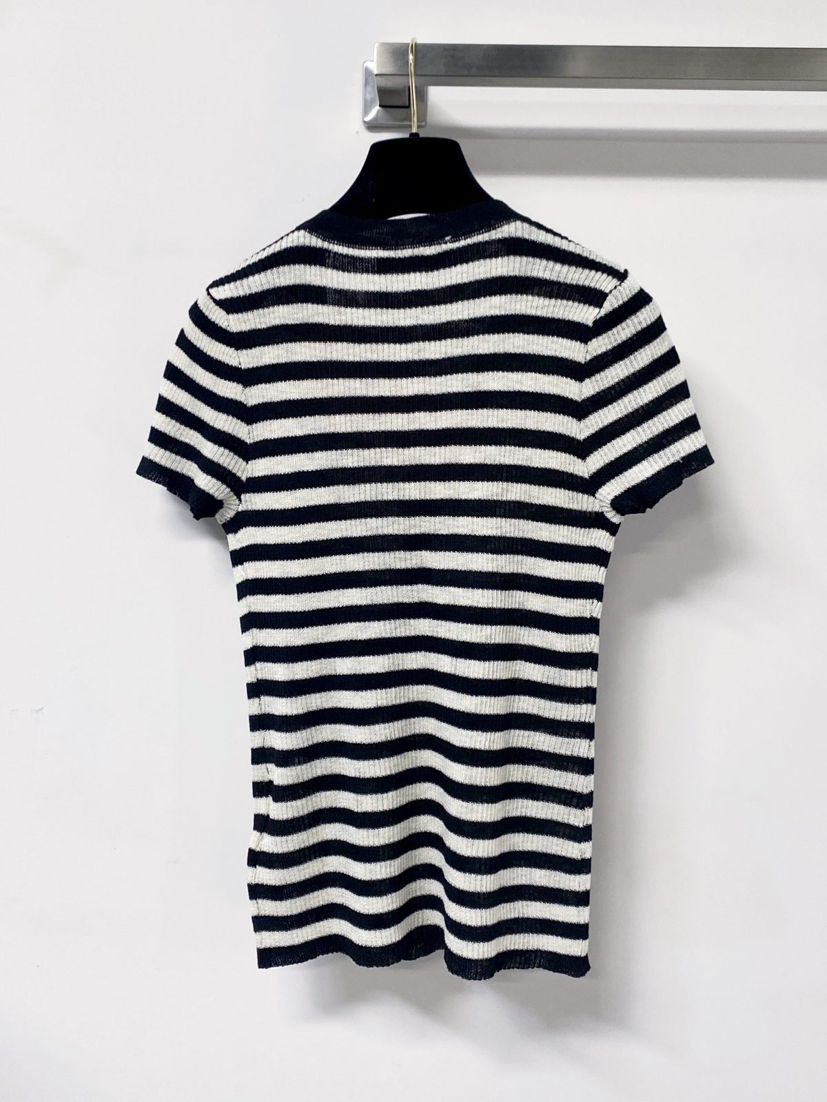 Miu Miu Striped Ribbed Knit T-Shirt
