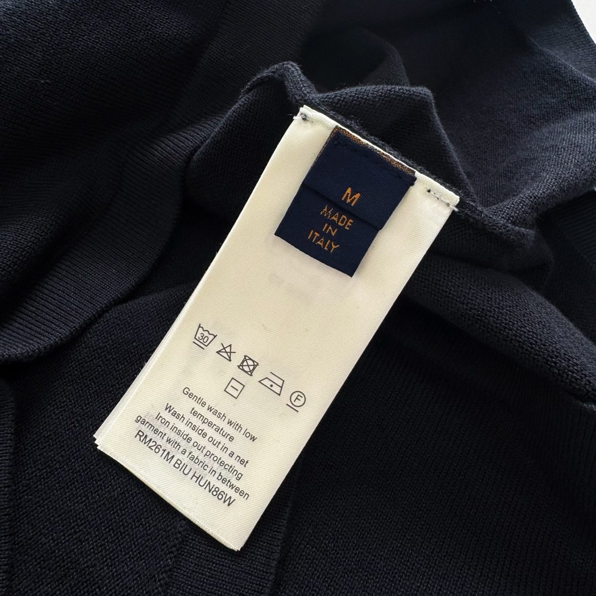 Italian Made Black Cotton Crewneck Sweater