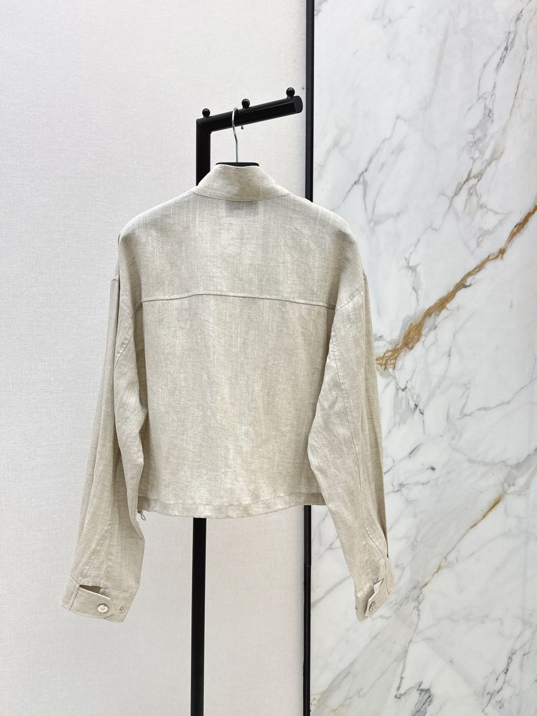 Linen Cropped Button-Up Shirt