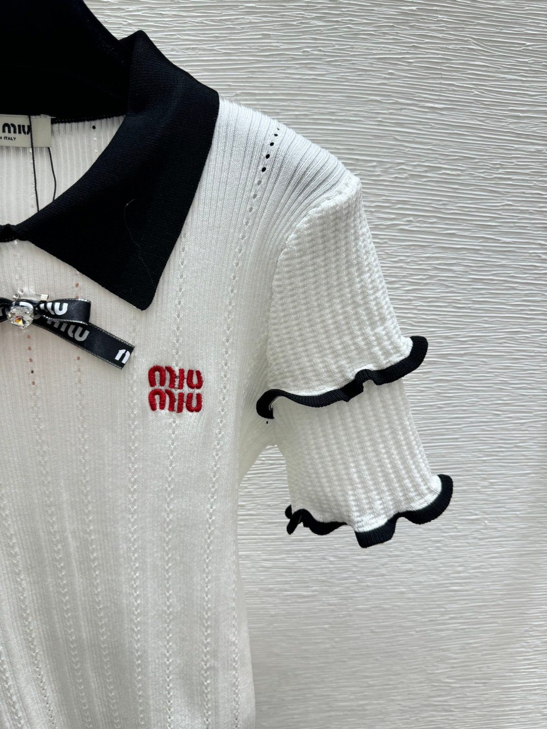Miu Miu Ribbed Knit Polo Shirt