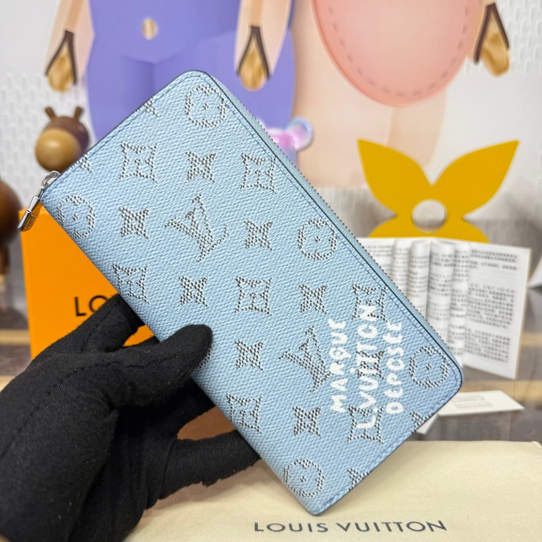 Louis Vuitton Monogram Zippy Wallet Light Blue