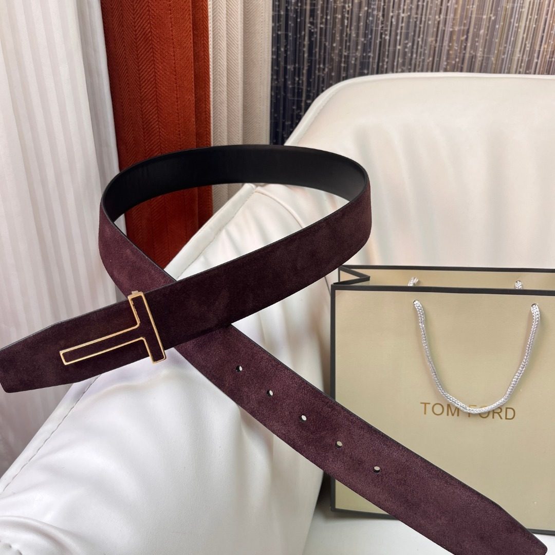 Tom Ford Suede Belt with T Buckle