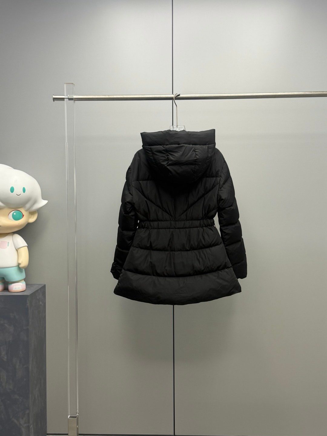 Black Quilted Puffer Jacket with Hood