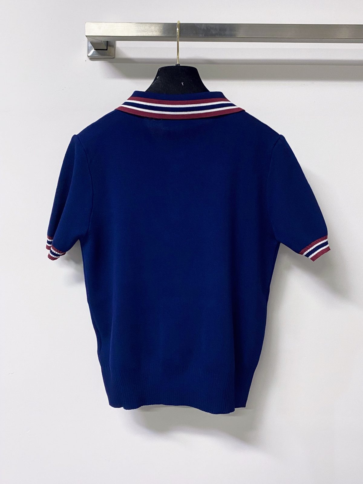 Miu Miu Striped Polo Shirt Navy