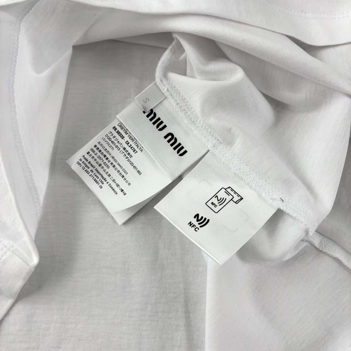 Miu Miu Small Embroidered Short Sleeve T-Shirt