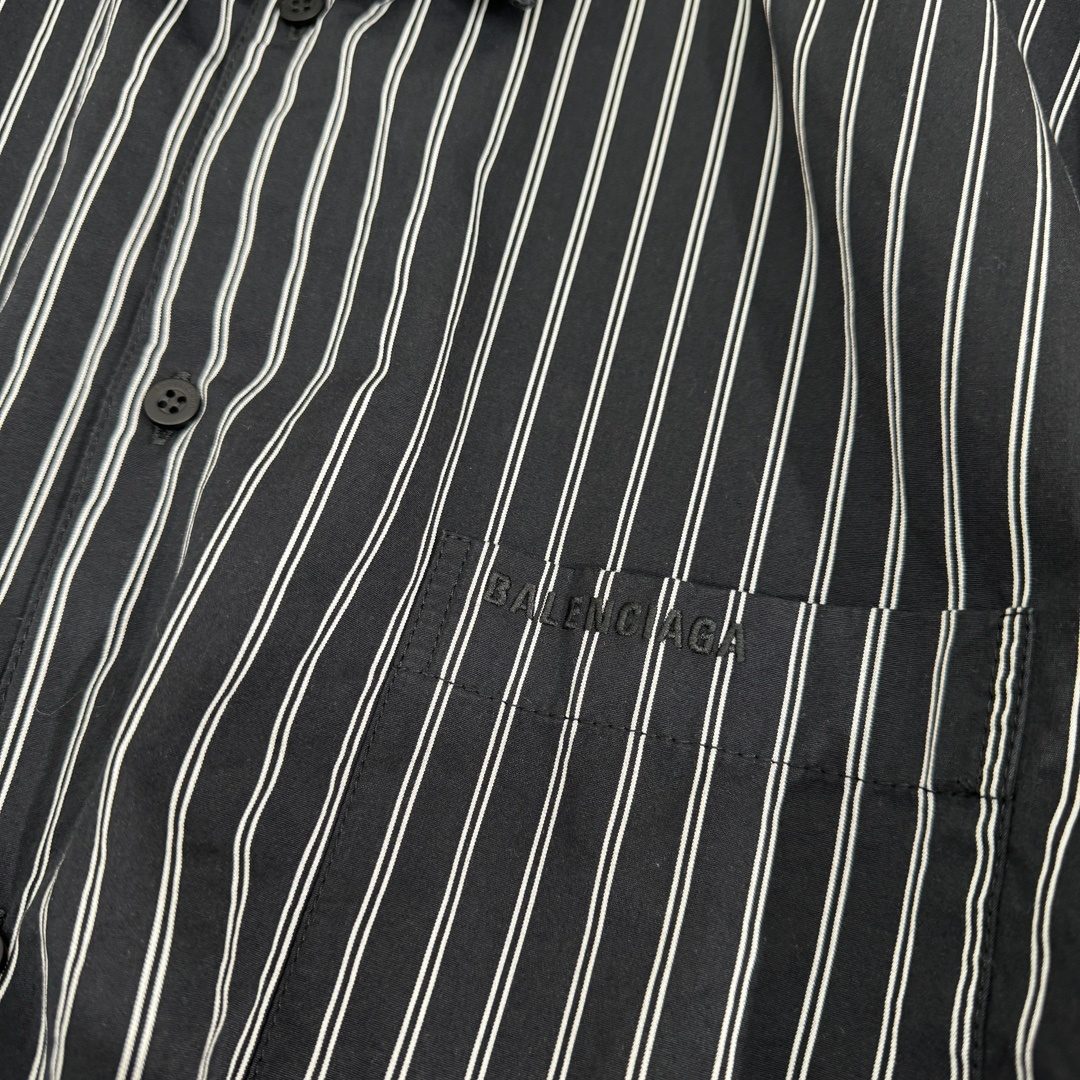 Balenciaga Striped Cotton Button-Up Shirt