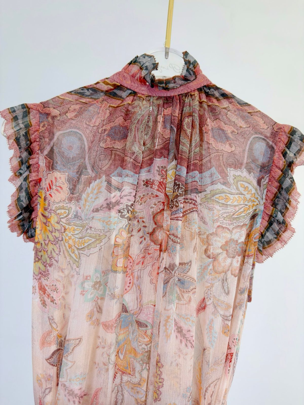 Vintage Floral Print Cotton Ruffle Dress