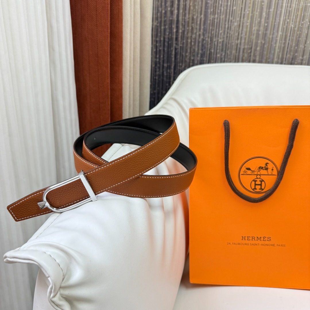 Hermès Reversible Leather Belt Brown