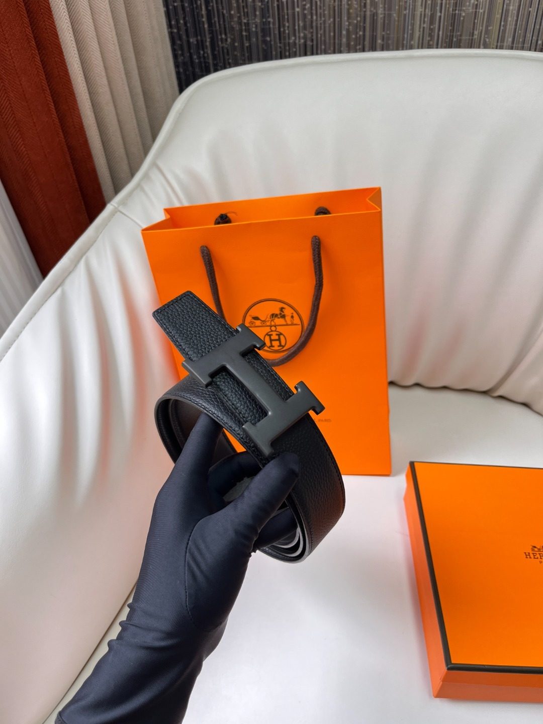 Hermès H Buckle Reversible Leather Belt