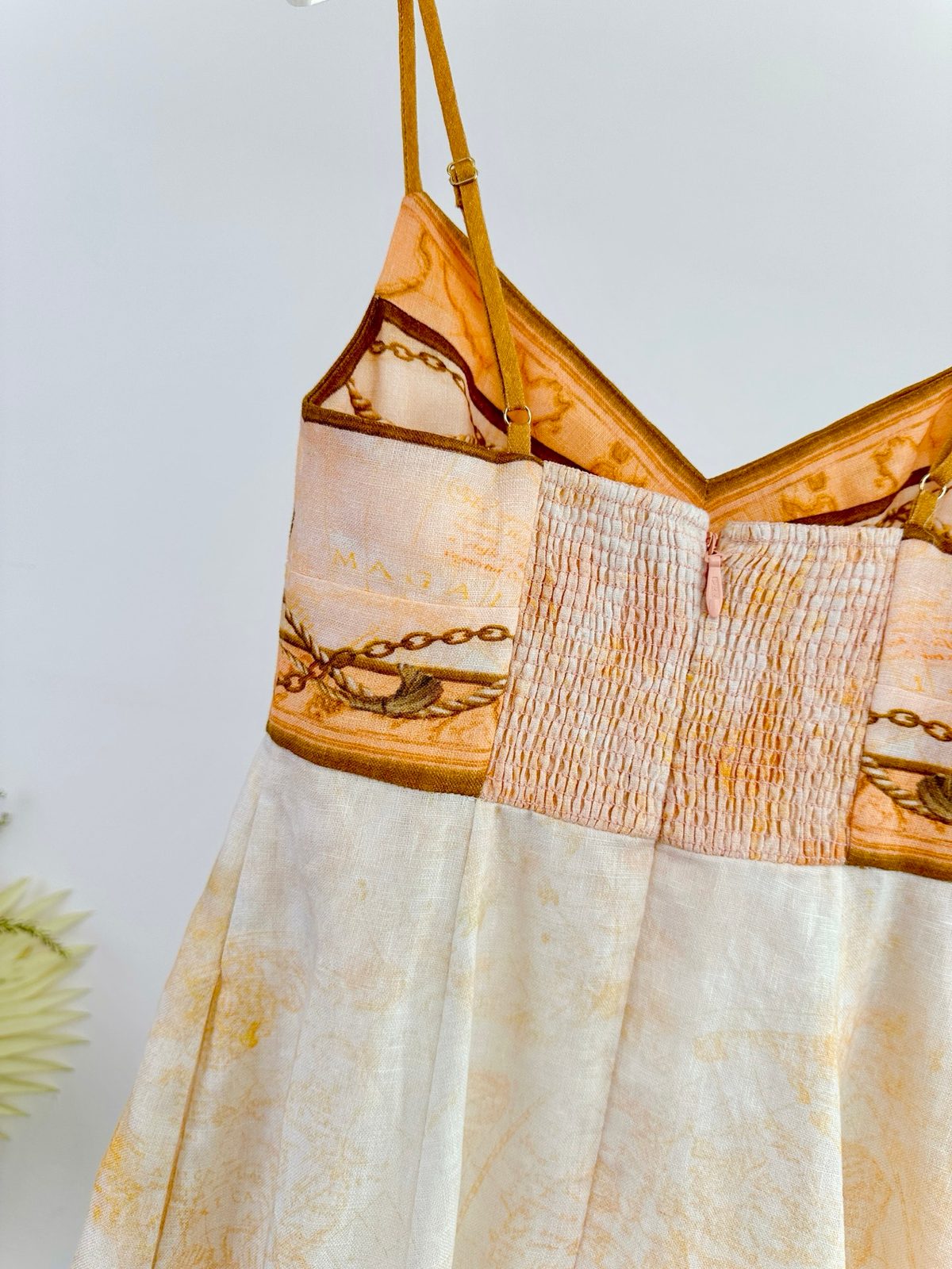 Maimai Linen Chain Print Camisole Dress