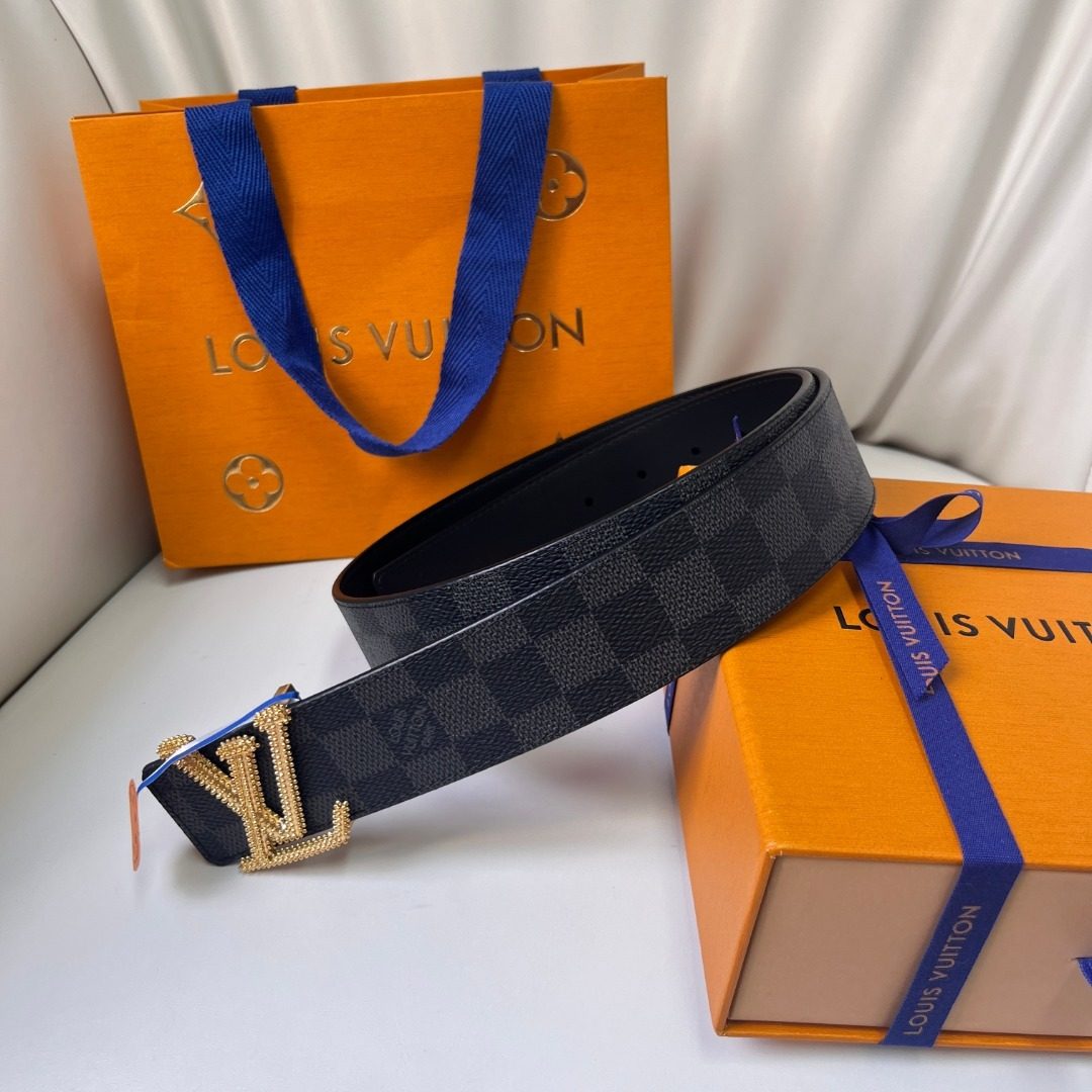 Louis Vuitton Damier Graphite Belt Gold Buckle