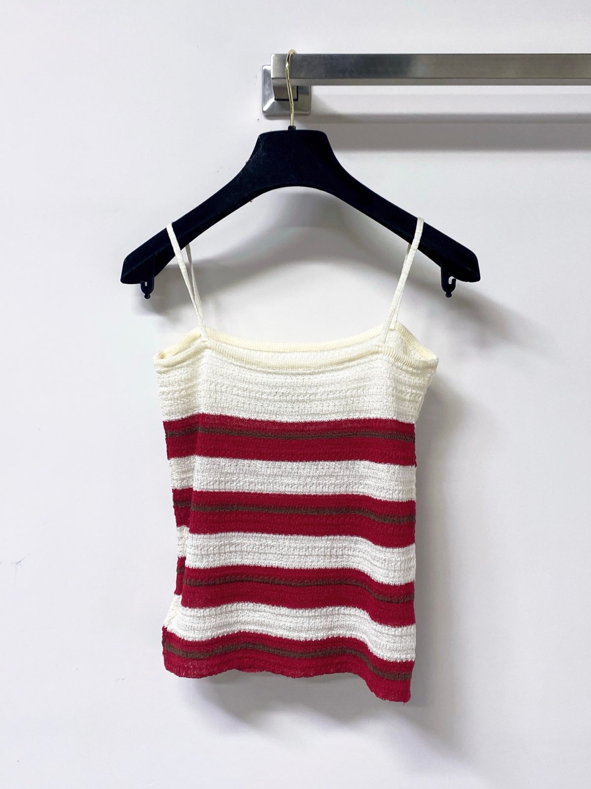 Miu Miu Striped Ribbed Camisole Top