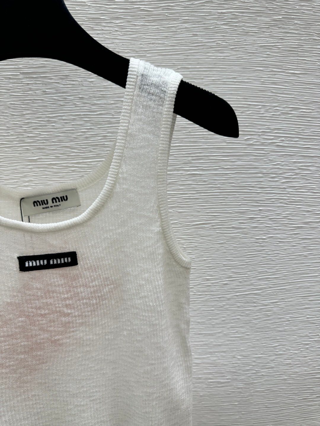 Miu Miu Ribbed Cotton Tank Top