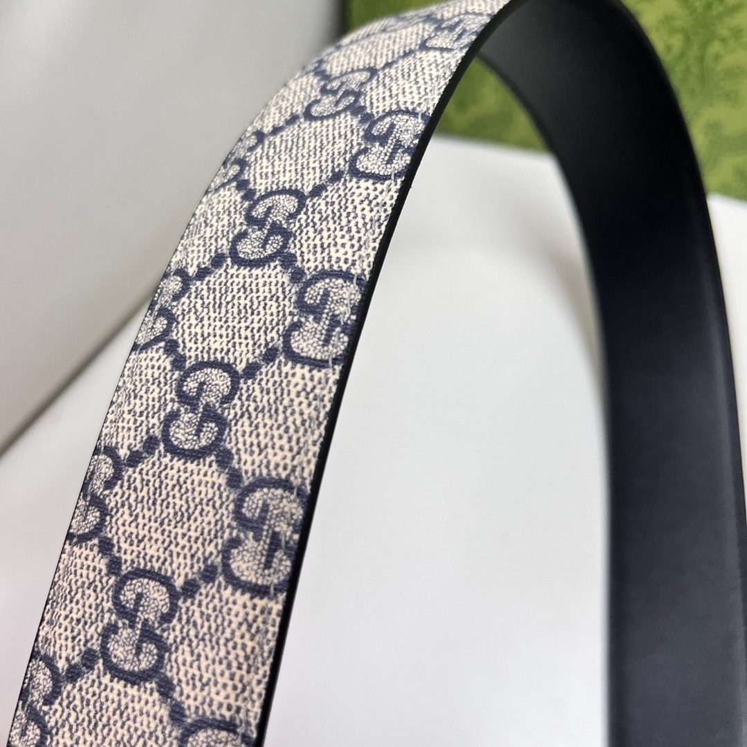 Gucci GG Supreme Canvas Belt with Gold Buckle