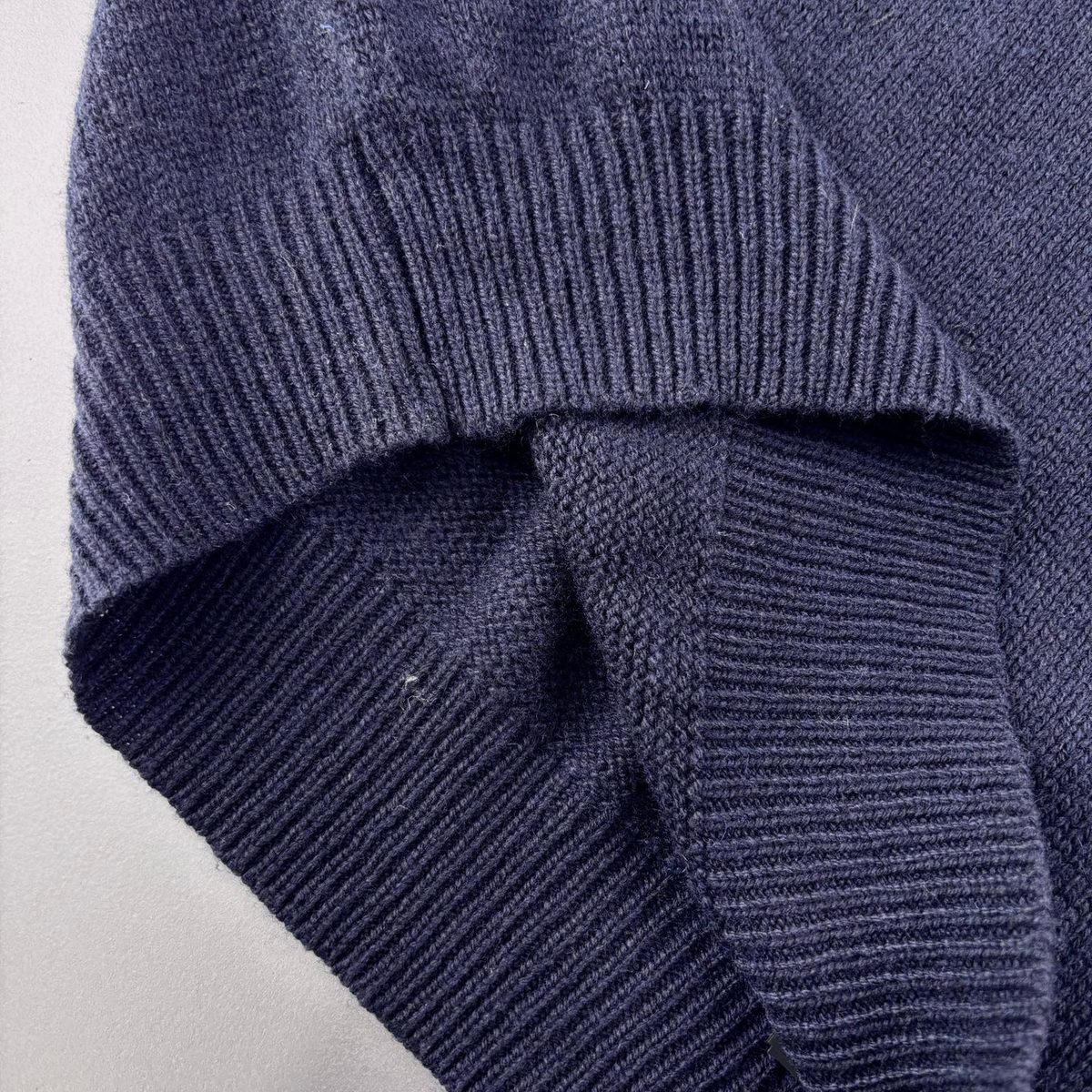 Prada Navy Crewneck Sweater with Blue Cuffs