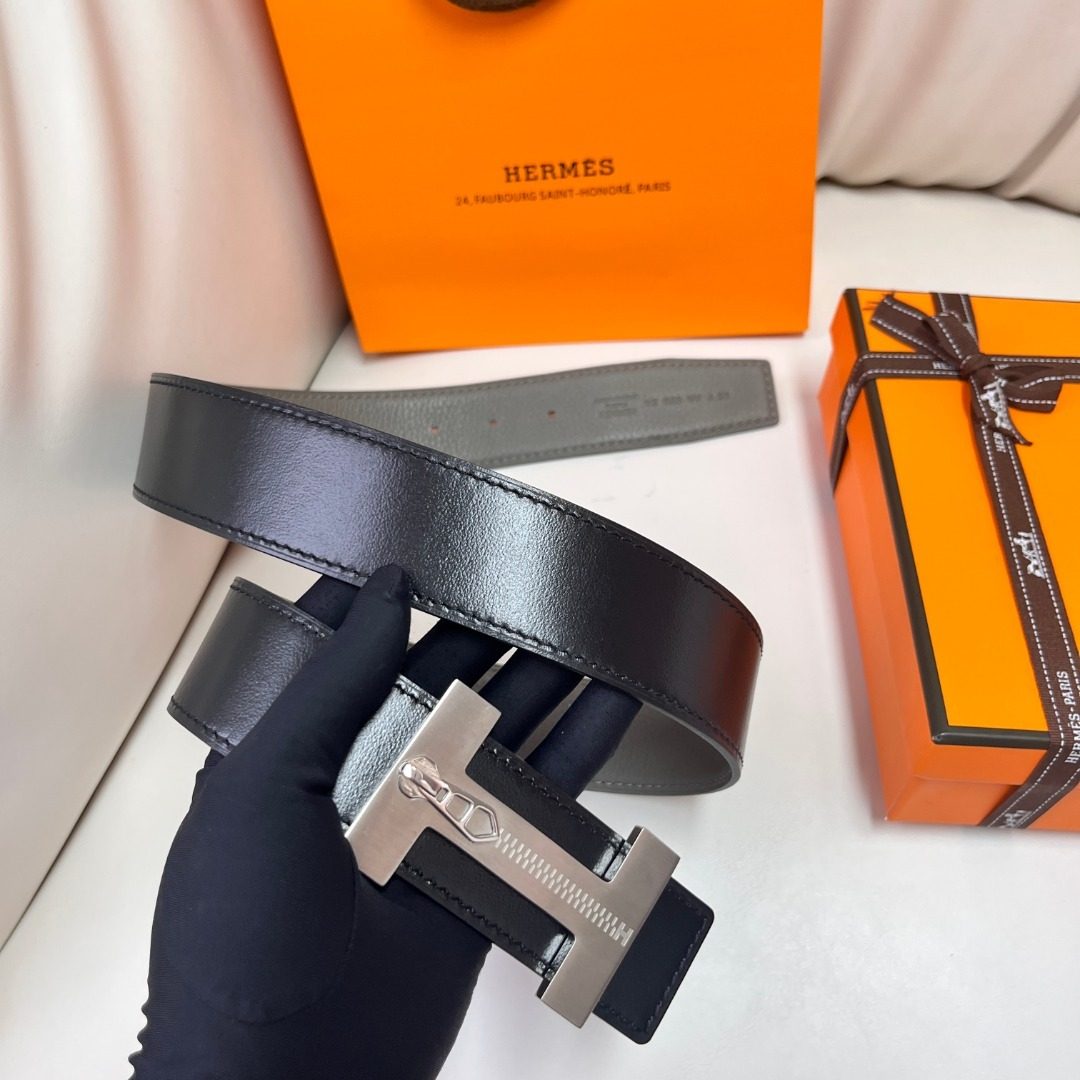 Hermès Leather Reversible Belt with H Buckle