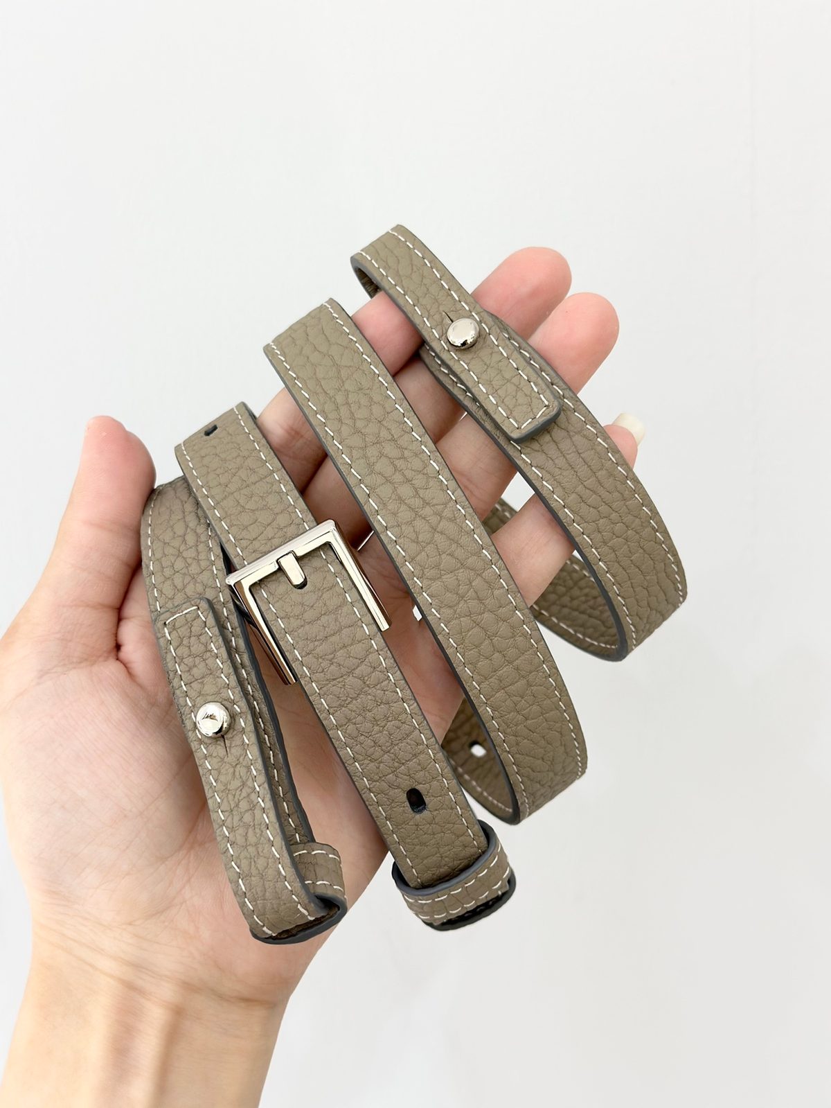 Delvaux Leather Belt with Metal Buckle