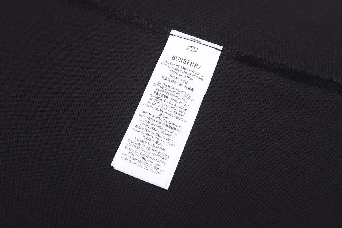Burberry Check Cuff Long Sleeve Crewneck T-Shirt