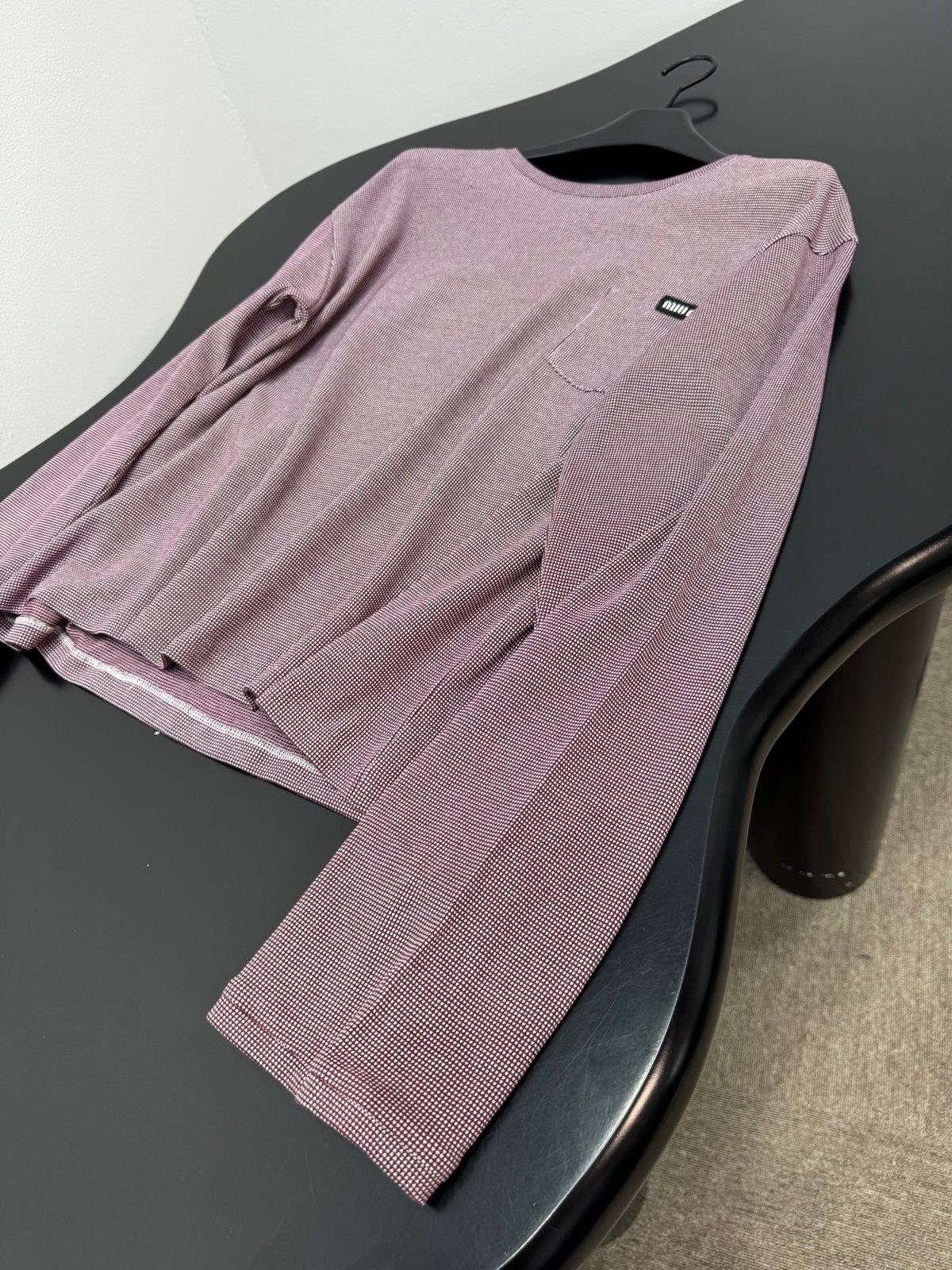 Minimalist Purple Waffle Knit Crewneck Sweater