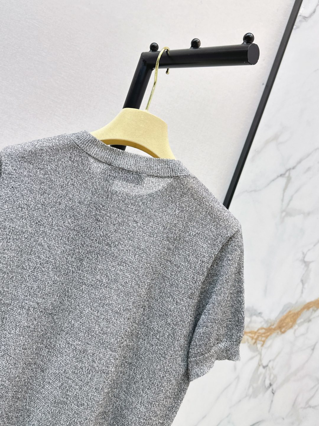 Grey Wool Blend Crewneck T-Shirt