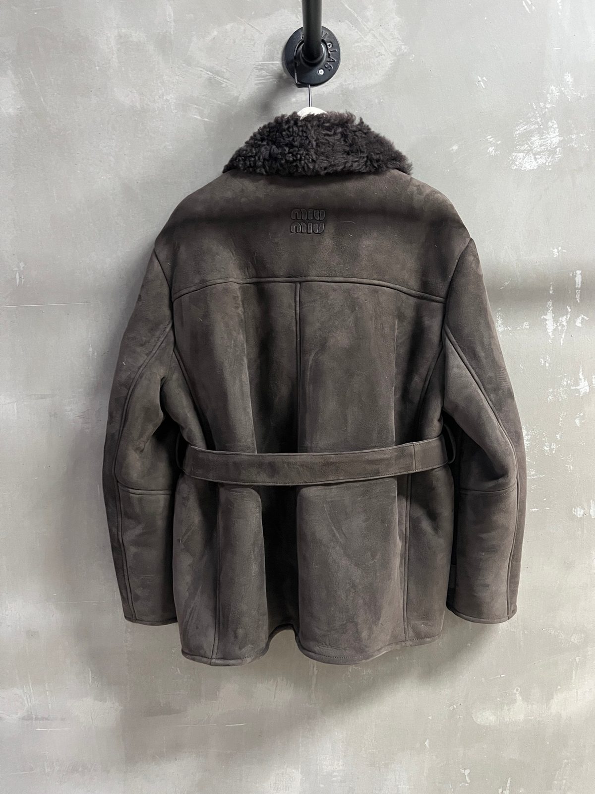 Miu Miu Shearling Collar Suede Jacket