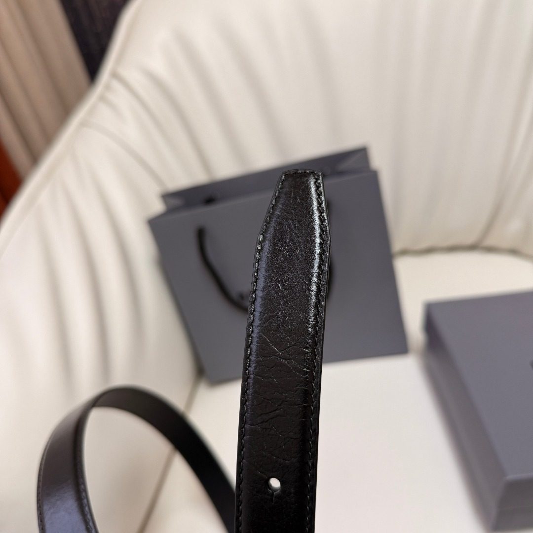 Black Leather Belt with Silver Hardware