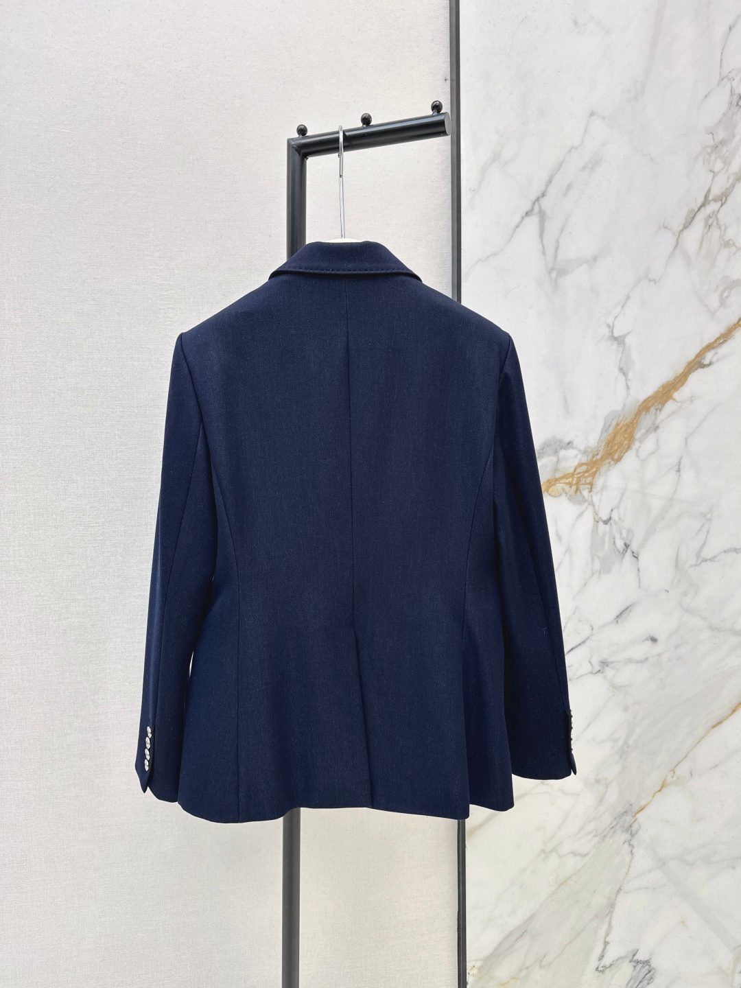 Navy Double-Breasted Wool Blazer