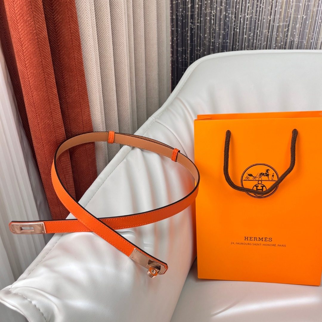 Hermès Reversible Leather Belt Orange